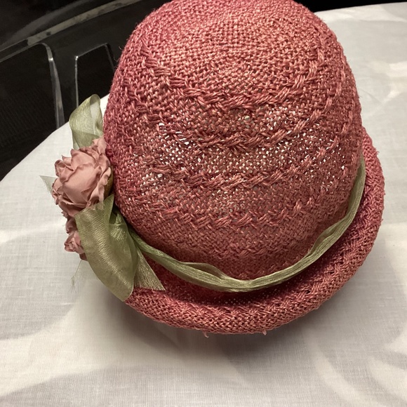 Chic Pink Women's Hat with Floral Accents - Picture 8 of 10